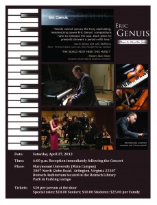 Eric Genuis flyer Concert detailswith border